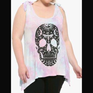 Black Glitter Skull Tie-Dye Shark Bite Tank Top Size 5X Torrid Hot Topic